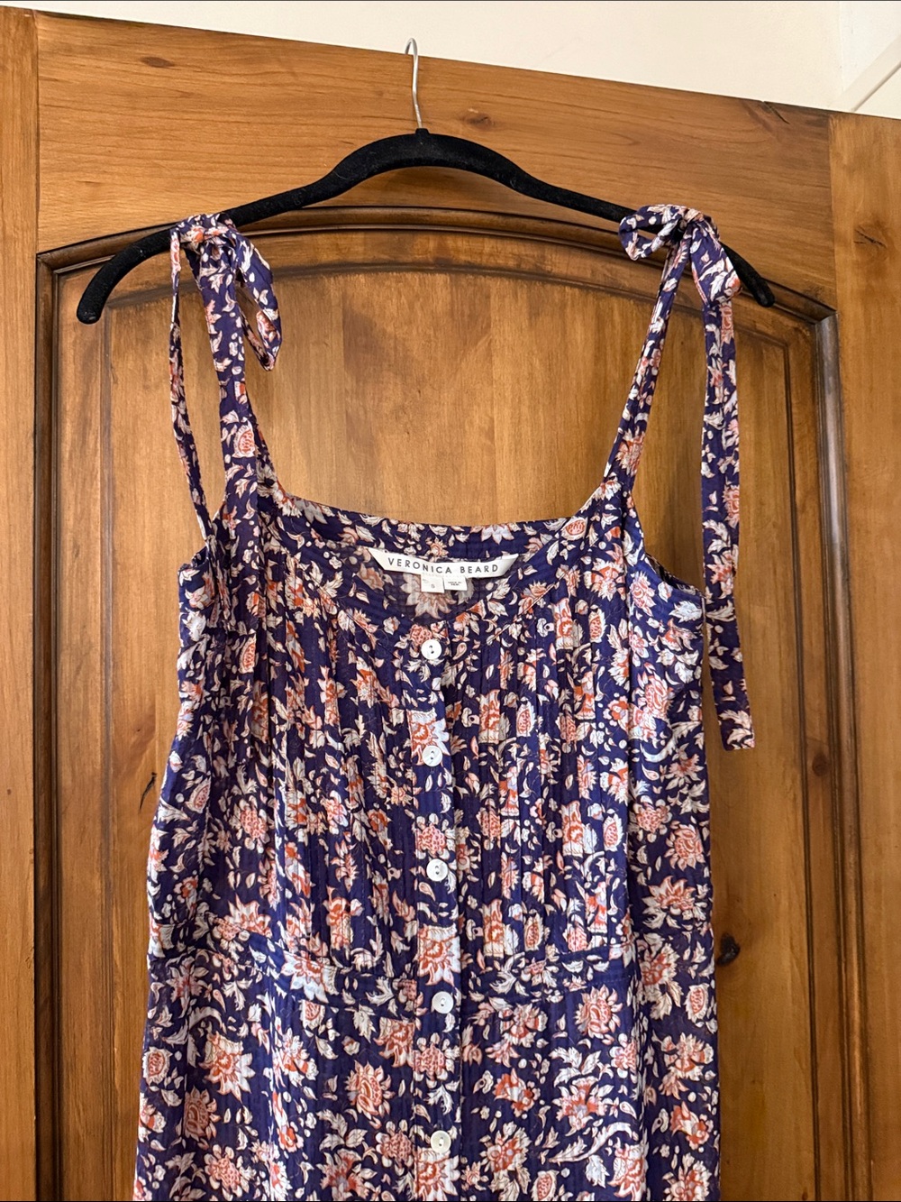 Veronica Beard Navy Floral Tie-Strap Camisole